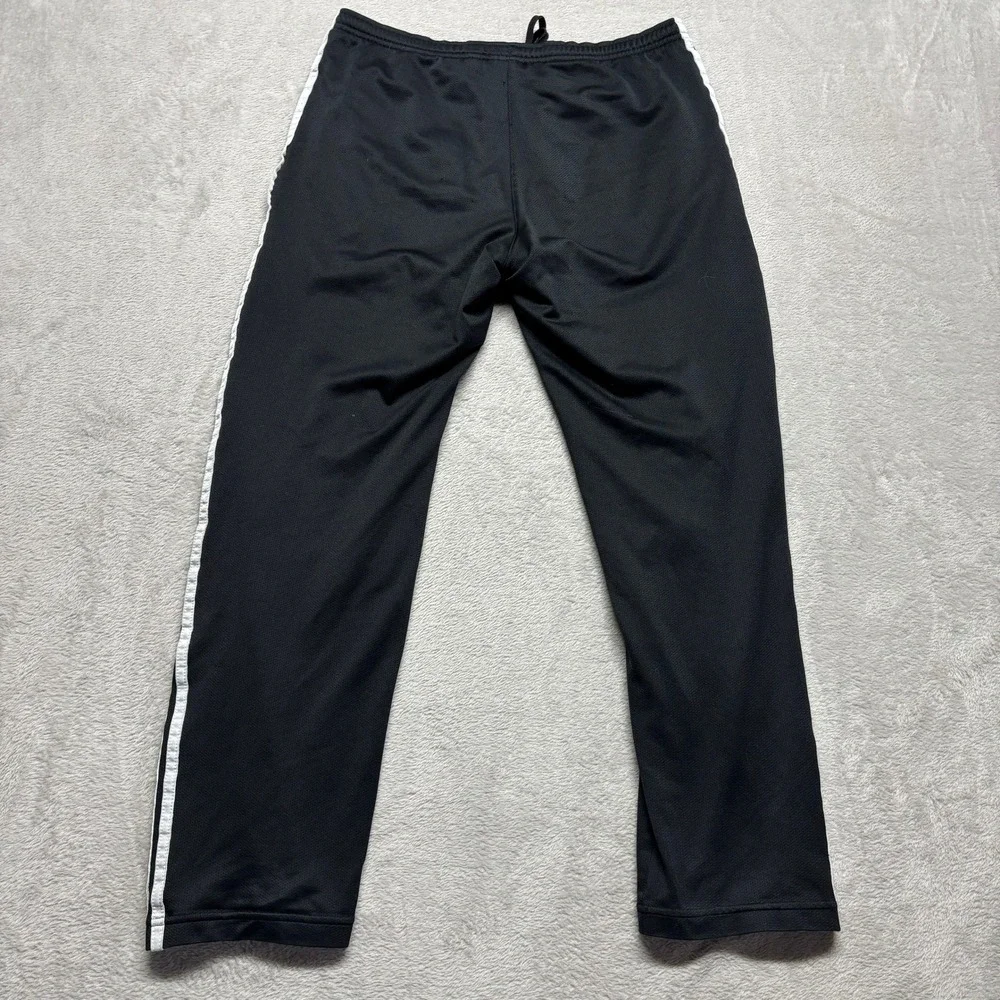 VTG Adidas 3-Stripe Track Pants Mens M Black White Mesh Lined A02001 Y2K Pockets